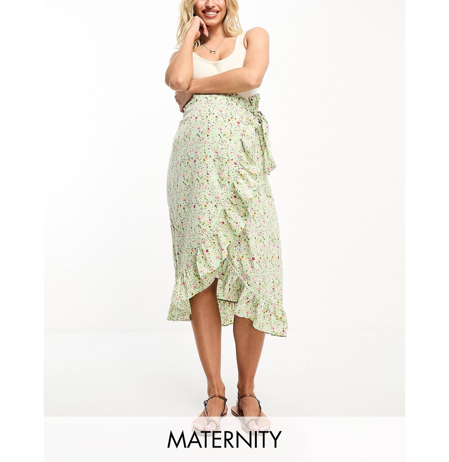 

Зеленая юбка миди с запахом Vero Moda Maternity