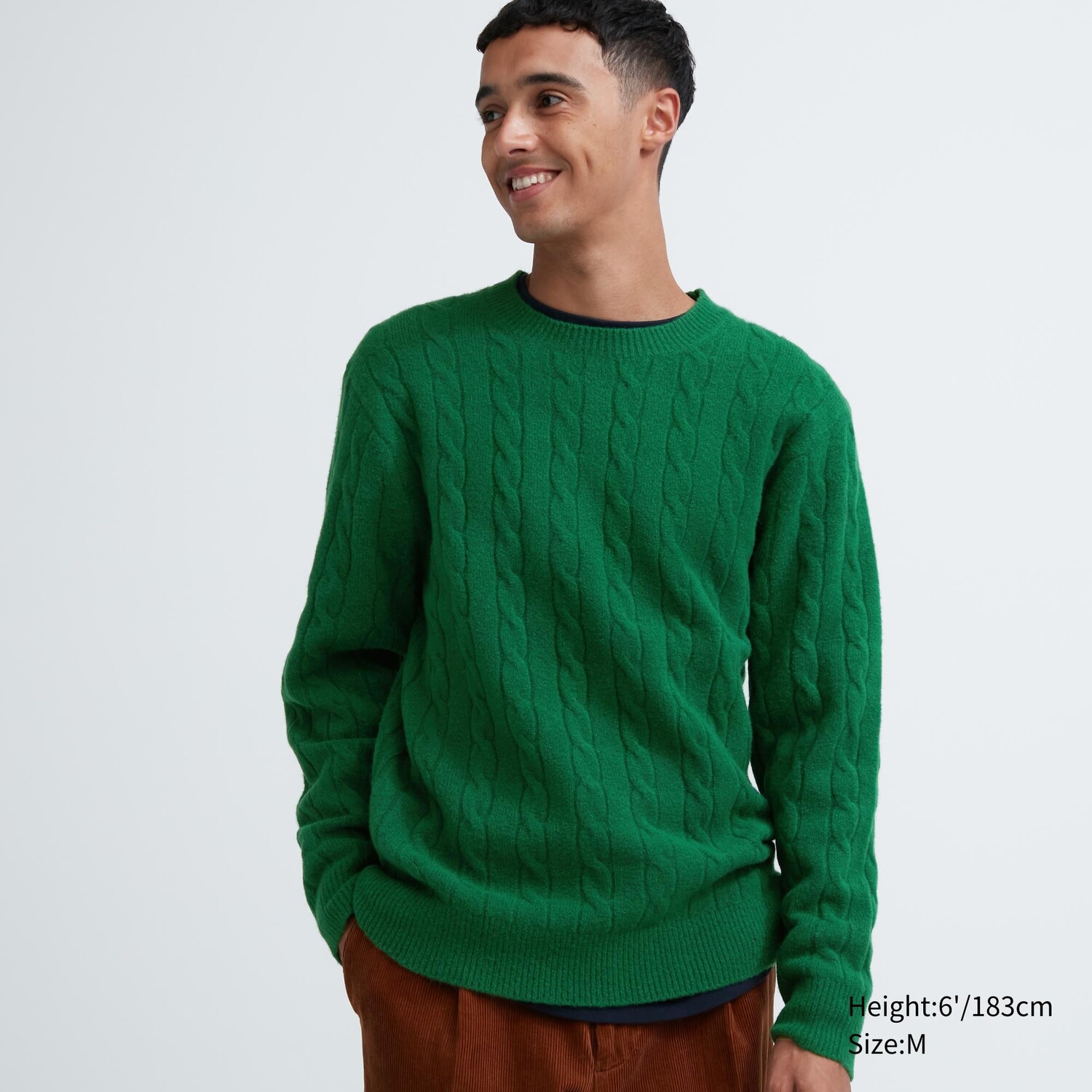

Свитер Uniqlo мужской с круглым вырезом, зеленый