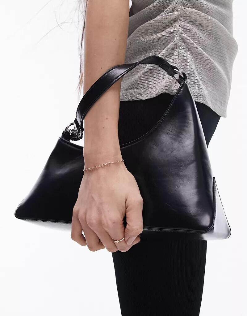 

Черная асимметричная сумка через плечо Topshop Sonia с цепочкой