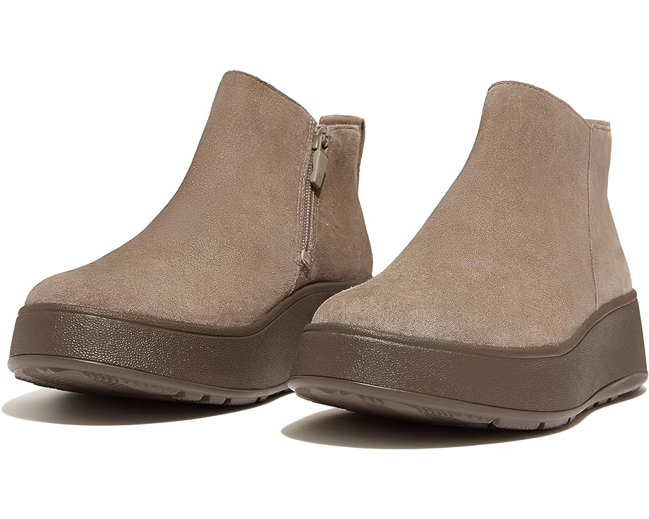 Ботинки FitFlop F-Mode Suede Flatform Zip Ankle, цвет Minky Grey балетки fitflop gracie opul trim leather mules цвет minky grey