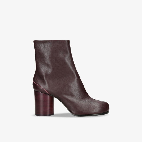 

Кожаные ботильоны tabi 80 на блочном каблуке с раздельным носком Maison Margiela, цвет wine