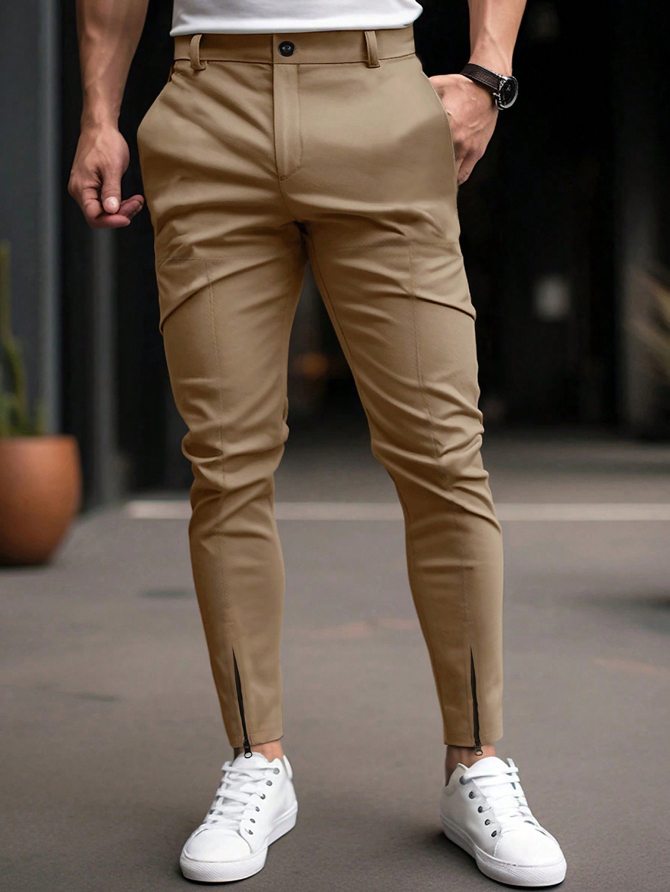 Мужские повседневные брюки с карманами Manfinity Homme, абрикос фото