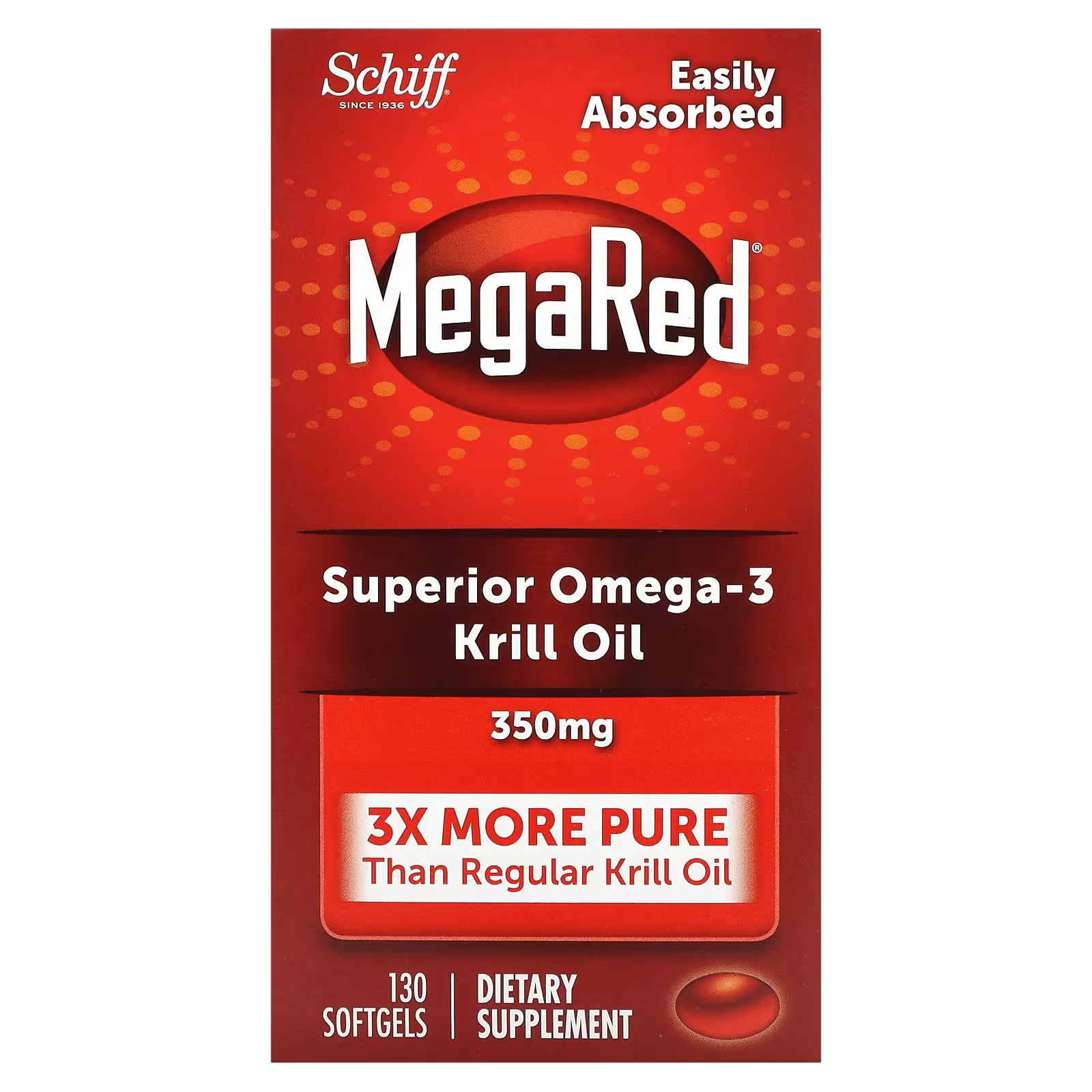 Масло криля Schiff MegaRed Superior с омега-3, 130 мягких таблеток schiff megared улучшенный 800 мг 80 мягких таблеток
