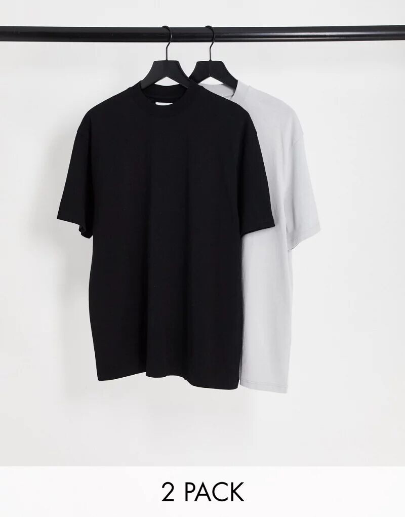 

Набор из двух больших футболок Topman черного и светло-серого цветов