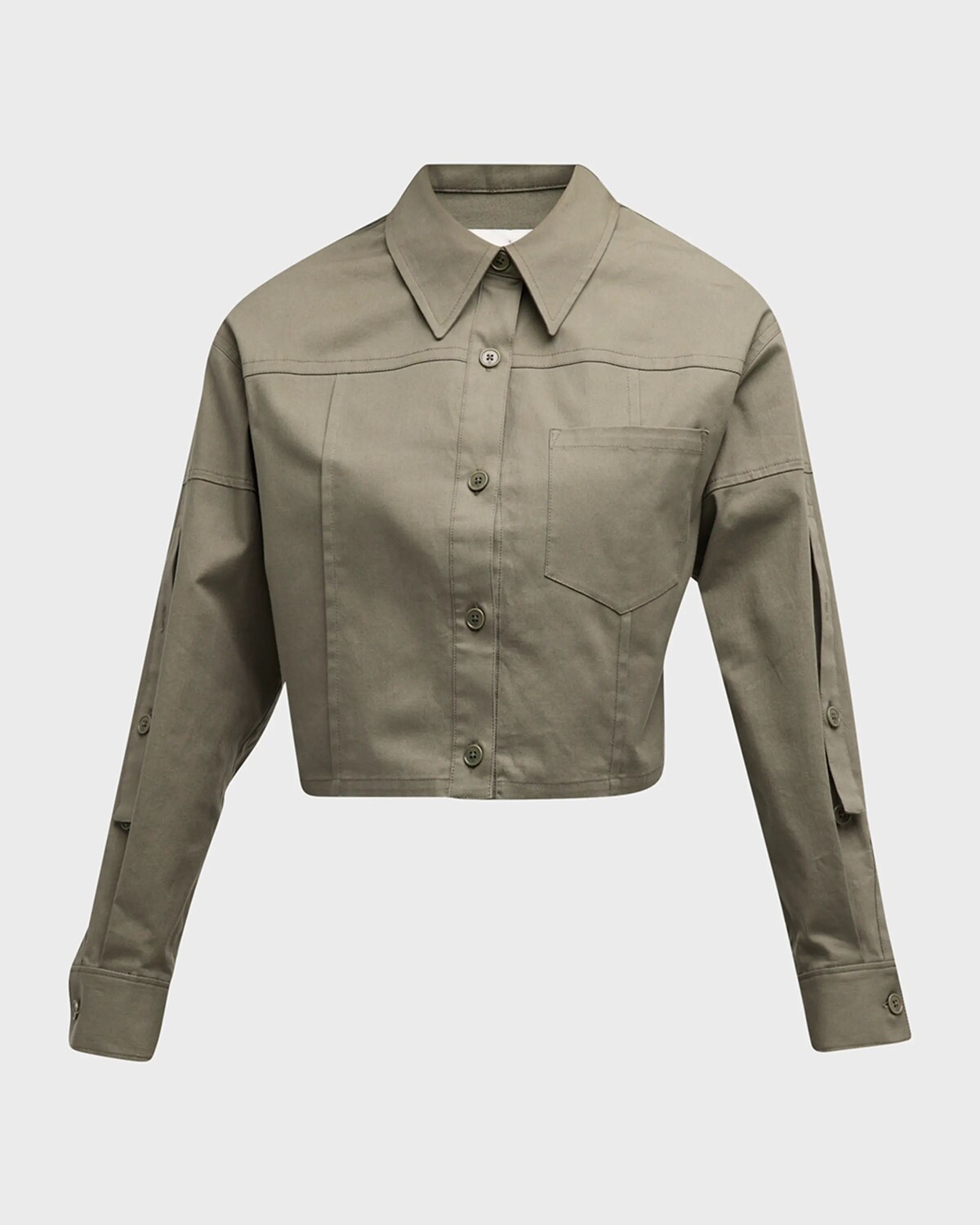 

Укороченная куртка-рубашка с трансформируемыми рукавами 3.1 Phillip Lim, цвет Army