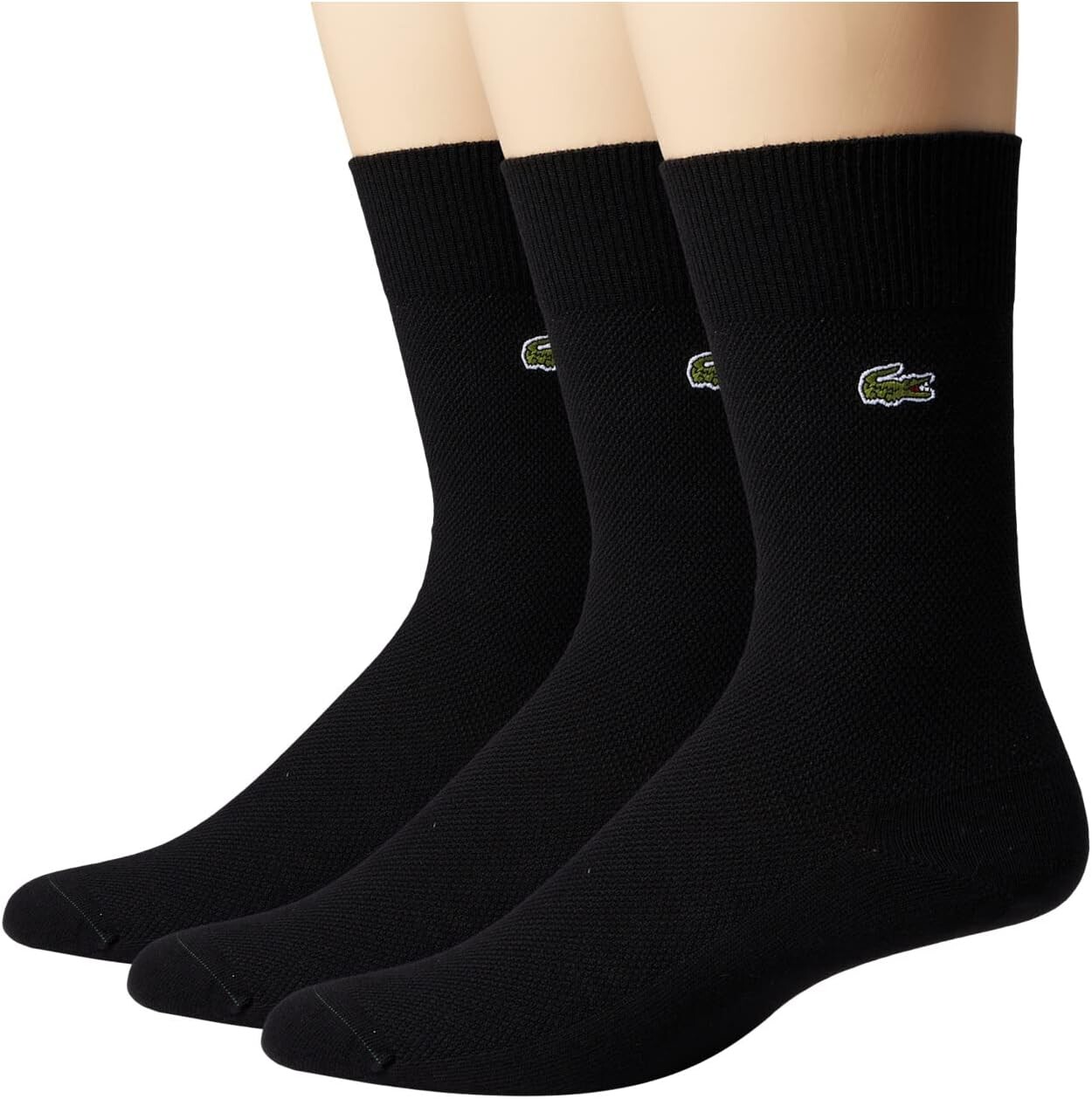 

Комплект из 3 однотонных носков из джерси и пике Lacoste, черный