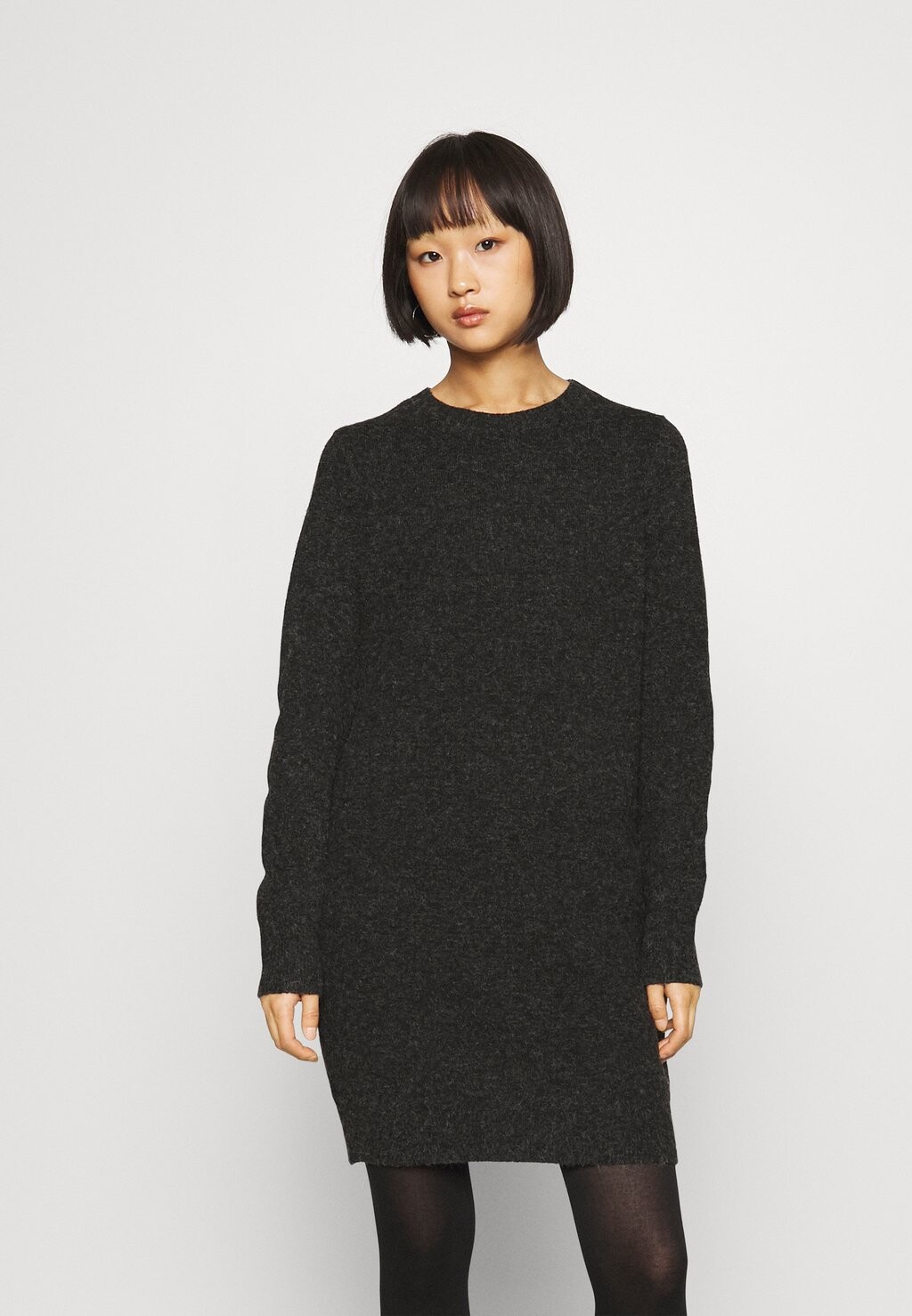 Платье Vero Moda Petite VMDOFFY O-NECK DRESS, цвет black melange свитшот vero moda vmbrilliant ls o neck long цвет black melange