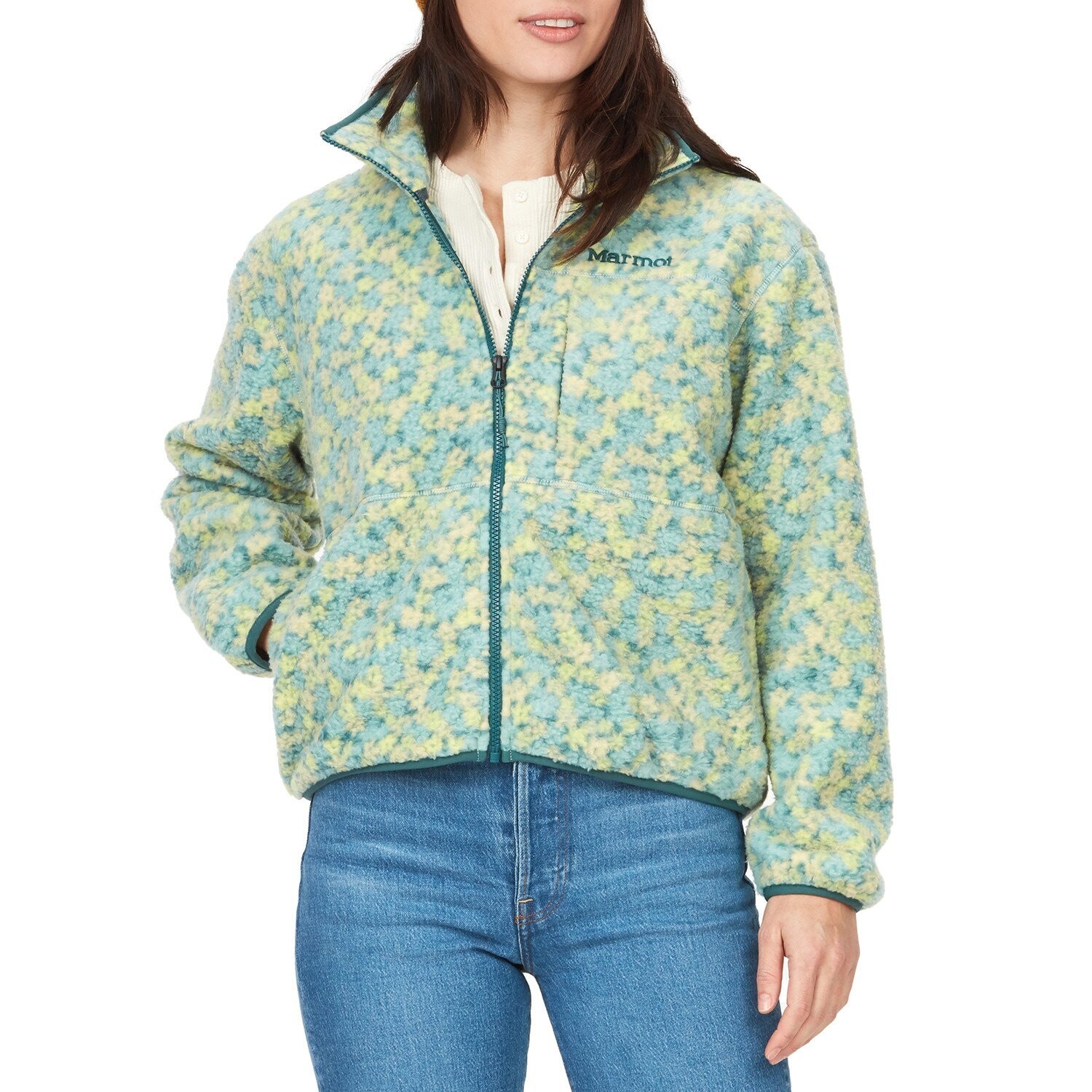 Куртка Marmot Aros Printed Fleece, цвет Limelight/Winter Flower