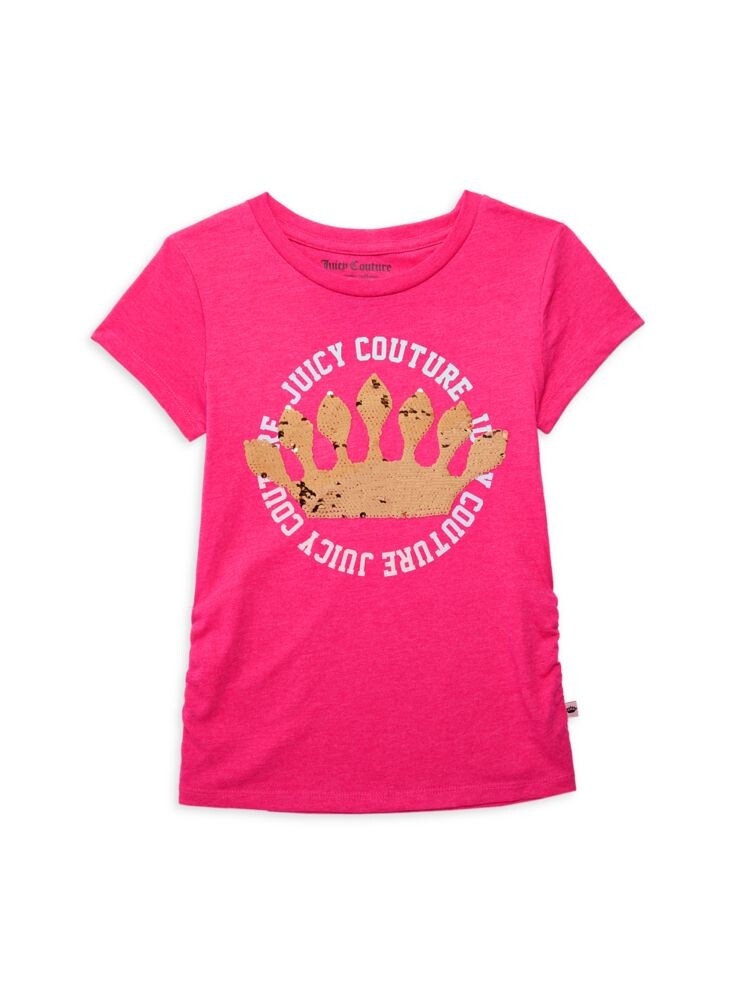 

Футболка с логотипом и пайетками для девочек Juicy Couture, цвет Bright Rose