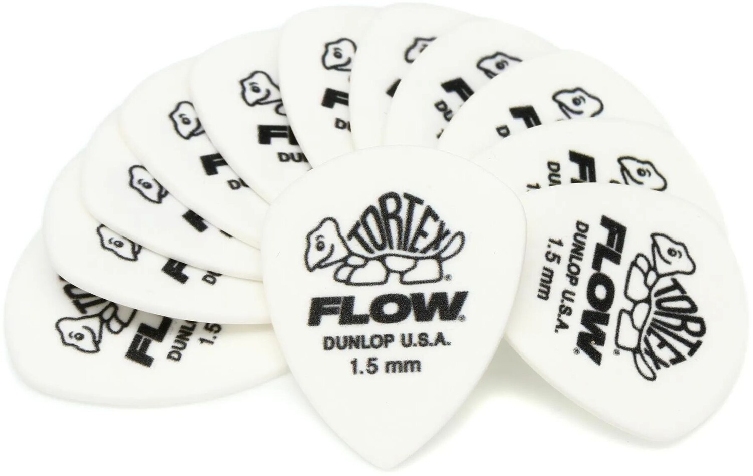 

Медиаторы для гитары Dunlop Tortex Flow — 1,50 мм, белые (12 шт.)