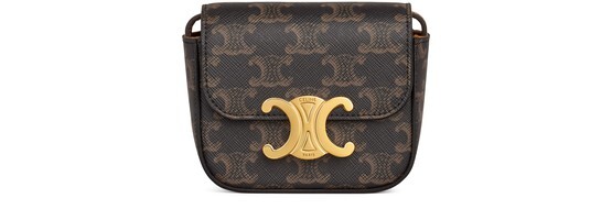 

Mini Triomphe из канвы Triomphe и телячьей кожи. Celine, бежевый