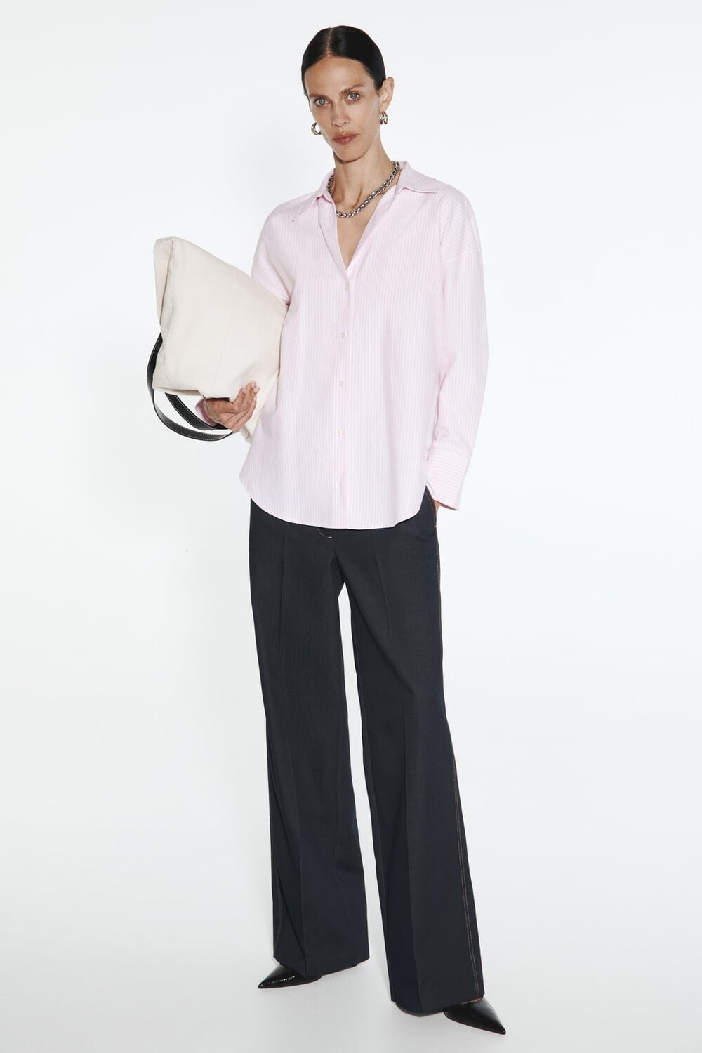 

Оксфордская рубашка из смесового хлопка ZARA, розовый