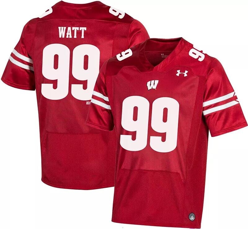 

Мужская команда Under Armour Wisconsin Badgers J.J. Красная реплика футбольной майки Watt # 99