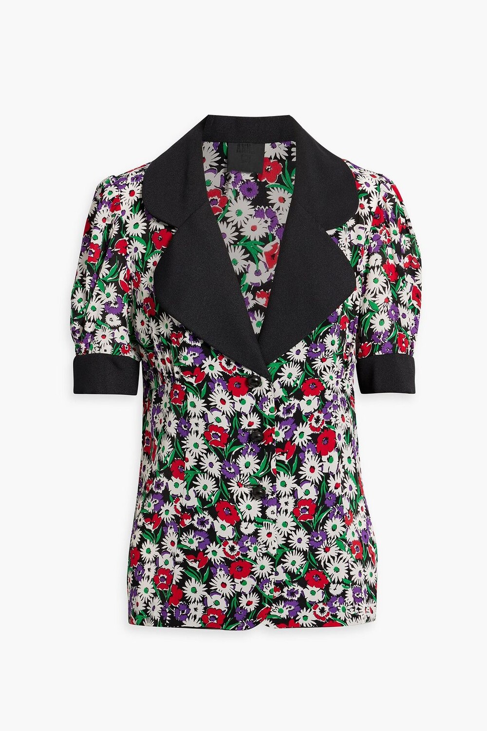 

Рубашка из шелкового крепа с цветочным принтом ANNA SUI, разноцветный