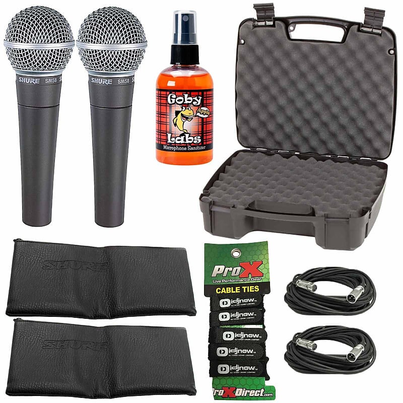 

Микрофон Shure (2) Shure SM58 Dynamic Vocal Microphones + Carry Case + Mic Sanitizer + Cables