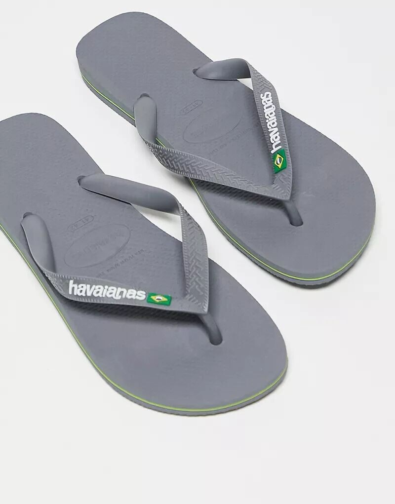 

Серые босоножки с ремешками Havaianas Brasil с логотипом