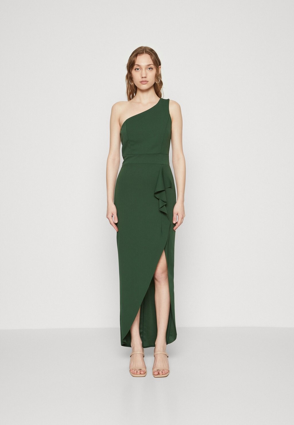 

Бальное платье BELLA ONE SHOULDER RUFFLE MIDI WAL G., цвет bottle green