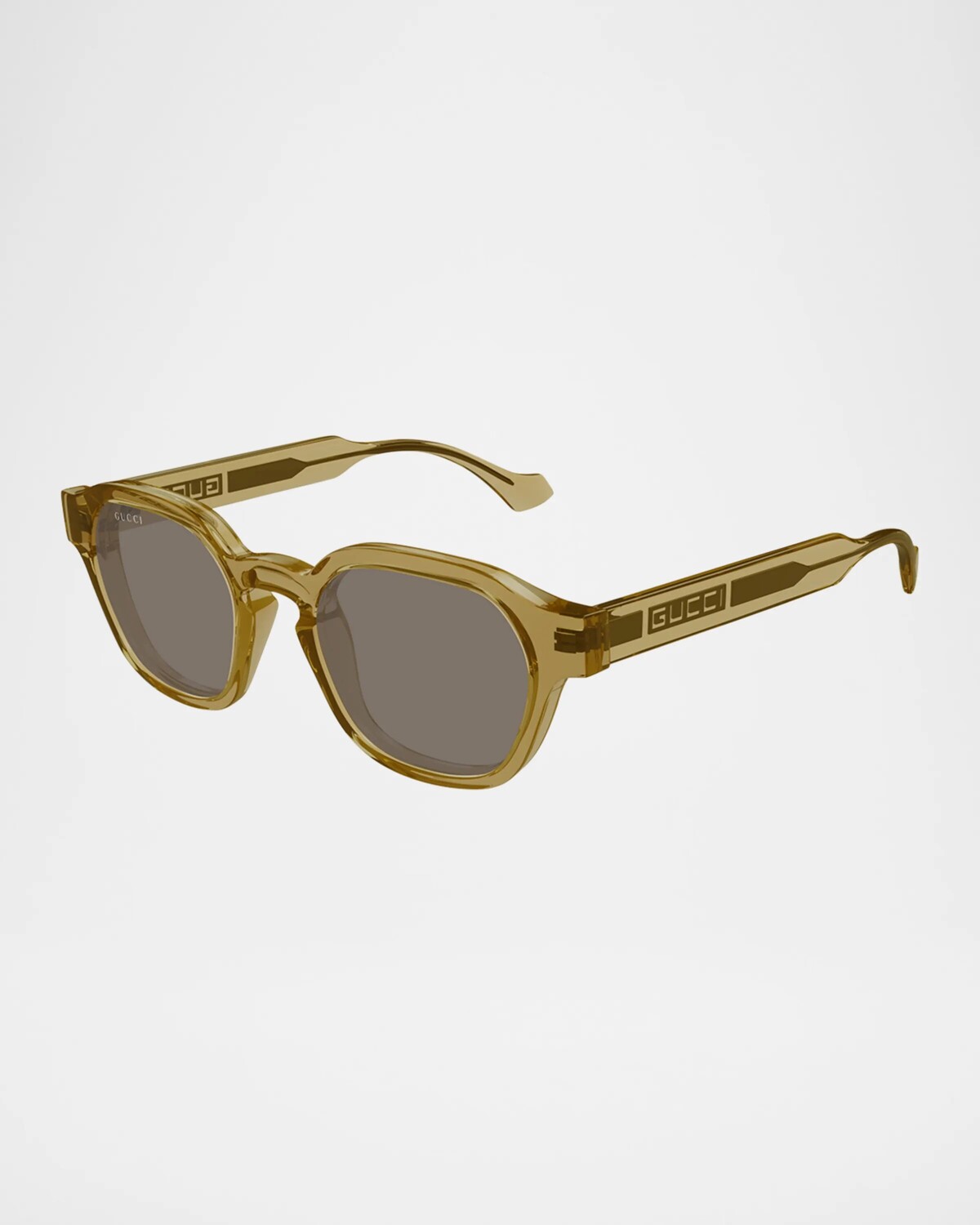 

Мужские пластиковые квадратные солнцезащитные очки GG1730SM Gucci, цвет Shiny Transparent Mustard