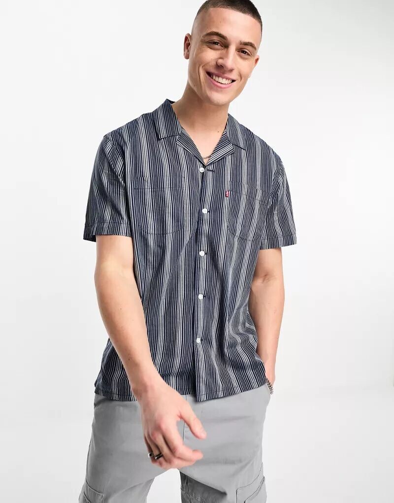 

Синяя полосатая рубашка с короткими рукавами Levi's Classic Camper