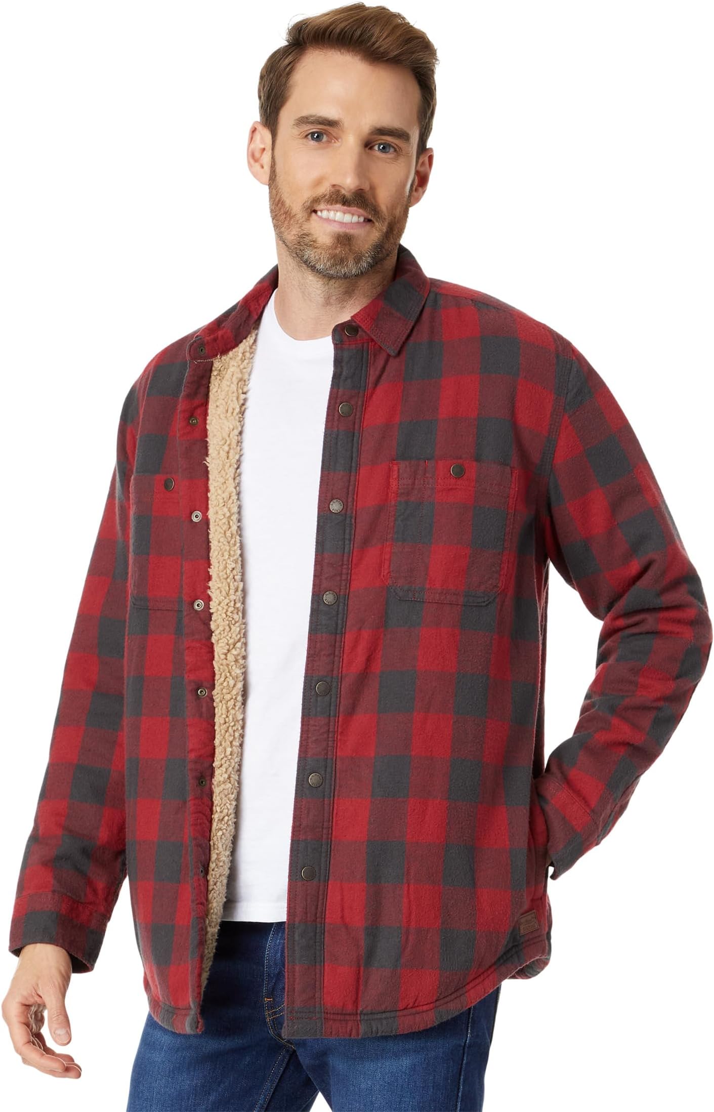 скотт вальтер rob roy Рубашка в шотландскую клетку на подкладке из шерпы с длинными рукавами, стандартная L.L.Bean, цвет Vintage Red Rob Roy