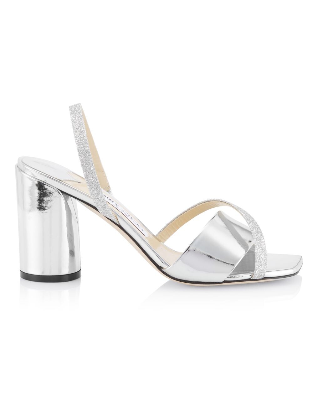 

Сливовые кожаные сандалии с ремешком на пятке 85MM Jimmy Choo, серебряный