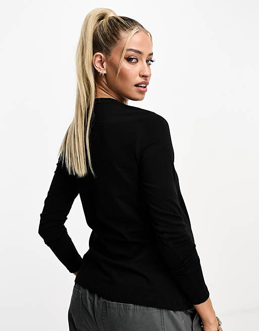 

Черная хлопковая футболка узкого кроя с длинными рукавами ASOS DESIGN Maternity, Черный