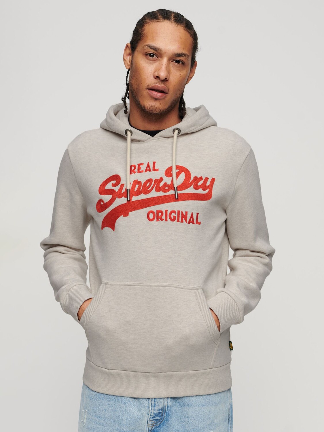 

Классический худи с логотипом Soda Pop Vintage Superdry, серый мергель