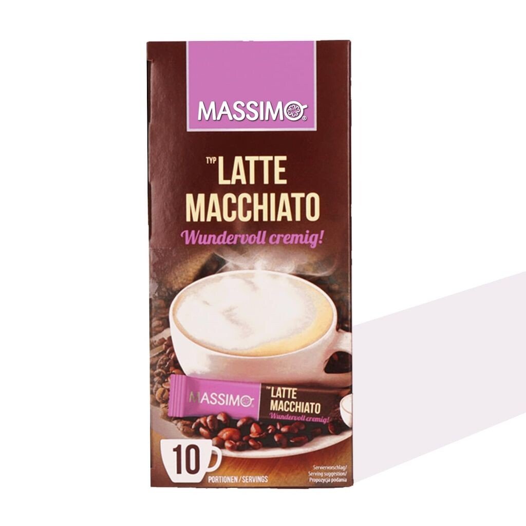 

MASSIMO Latte Macchiato 10 палочек по 12,5 г, растворимый кофе в зернах с какао и сухим обезжиренным молоком, растворимый латте, растворимый кофе Tsi Consumer Goods