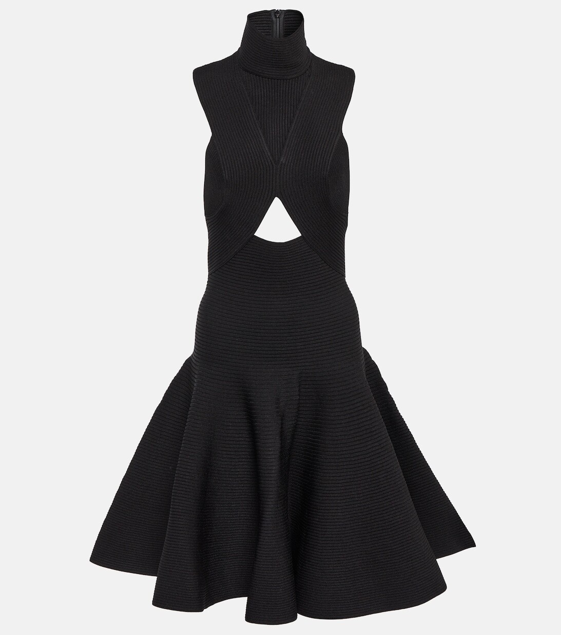 

Мини-платье с высоким вырезом и вырезом ALAÏA, черный