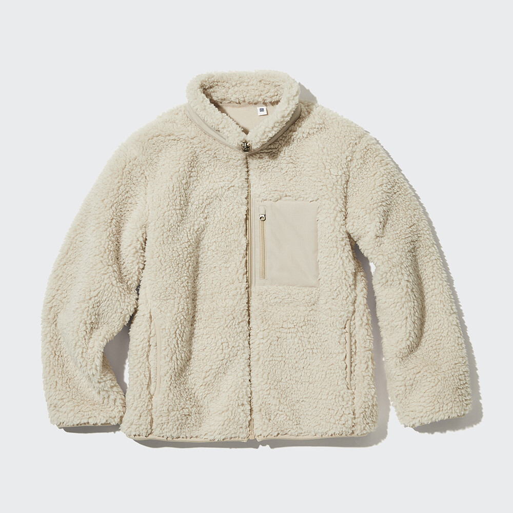 

Куртка Uniqlo ветрозащитная флисовая на молнии, светло-бежевый