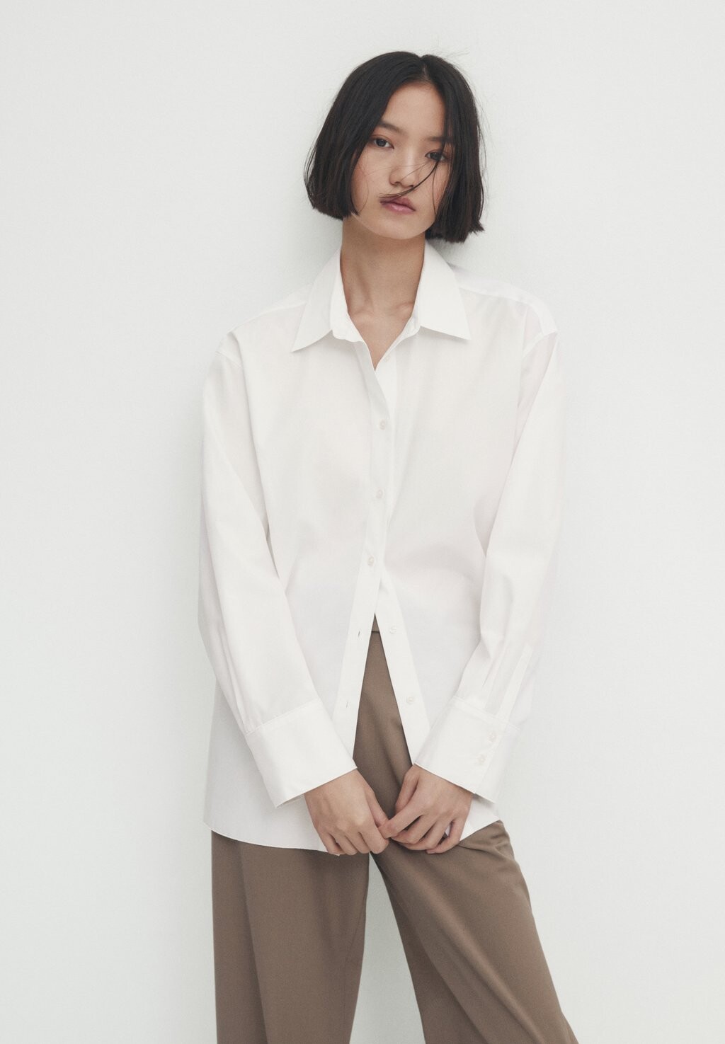 Рубашка With Side Seam Detail Massimo Dutti, белый