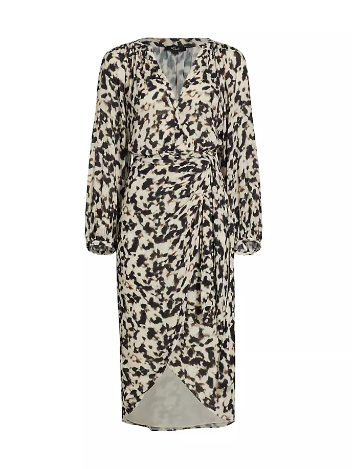 Платье миди Tyra с завязкой на талии и принтом Rails, цвет blurred cheetah