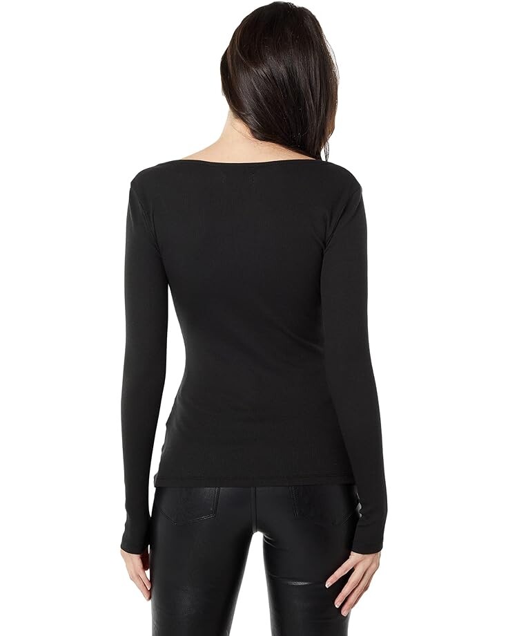 

Футболка Madewell Fine Ribbed Sweetheart Tee, реальный черный