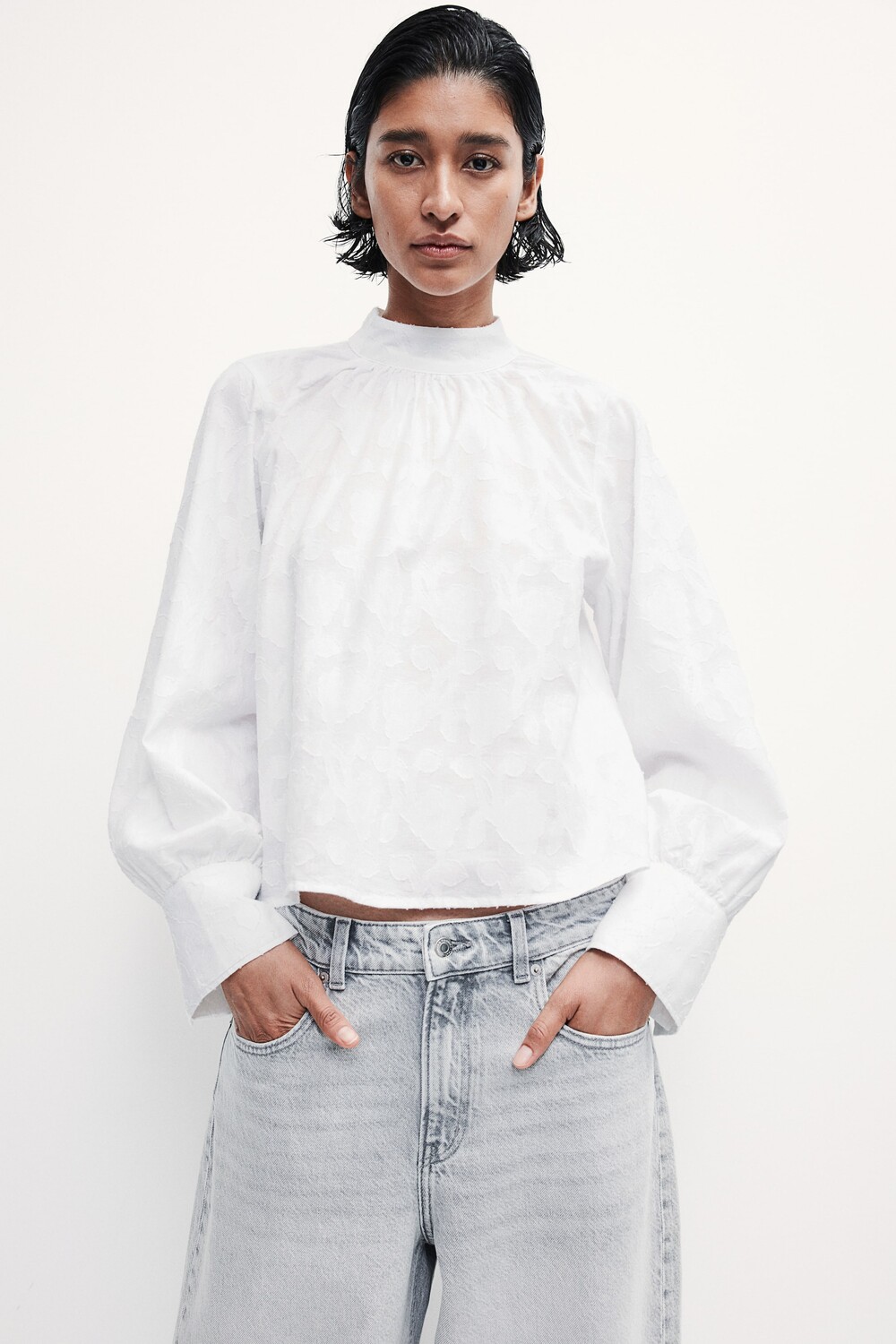 

Жаккардовая блузка H&M, белый