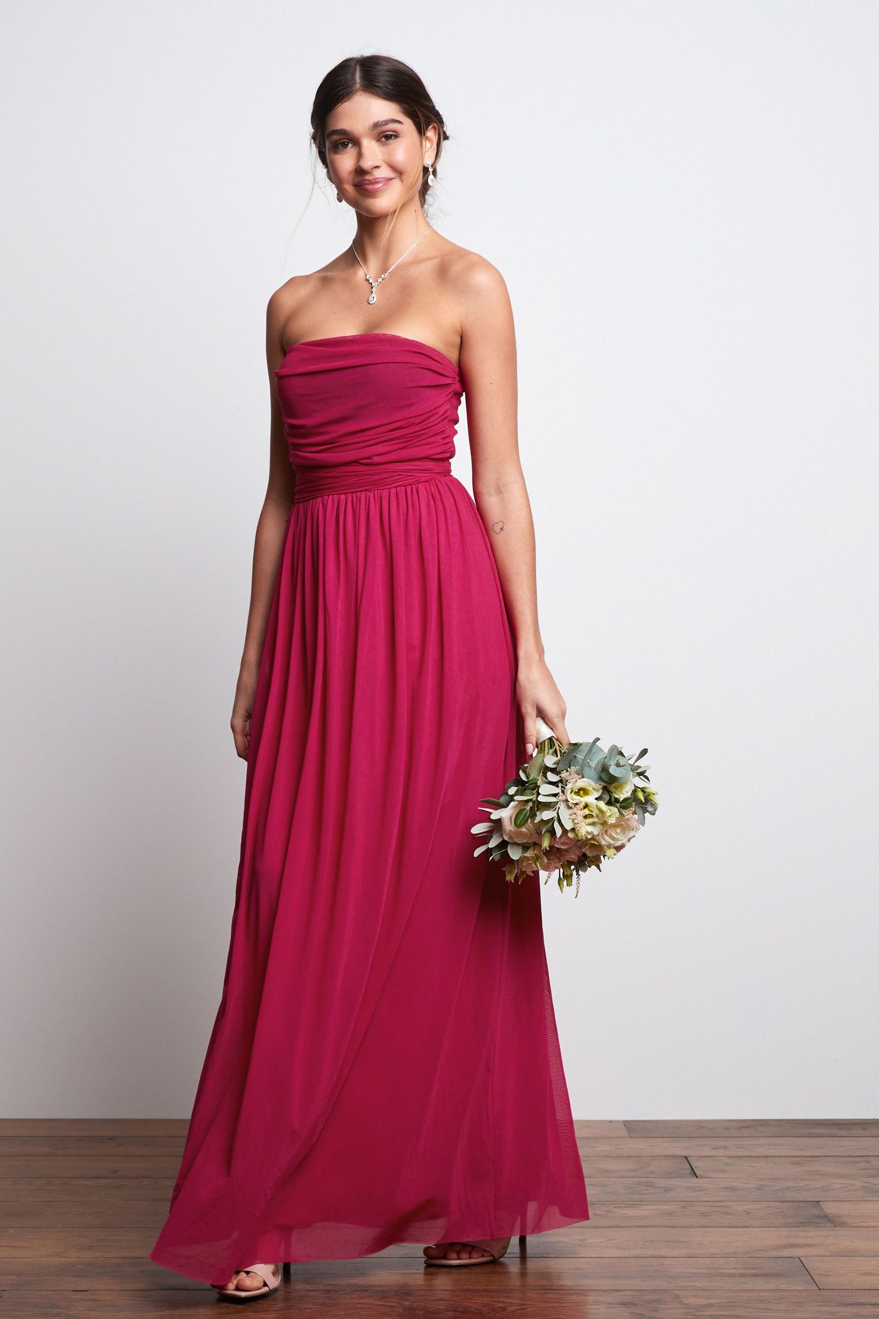 цена Свадебное платье макси с сеткой Next, розовый