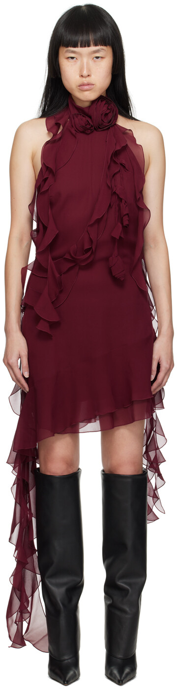 

Мини-платье Blumarine бордового цвета с розами