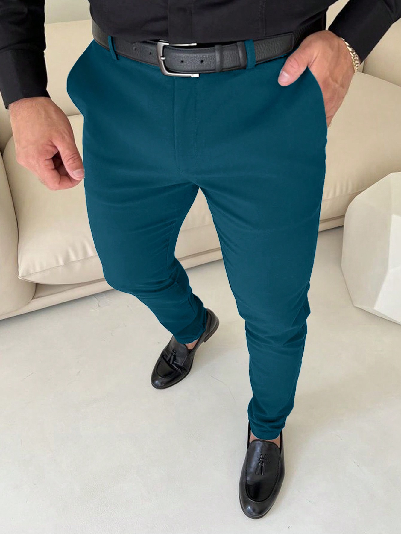 Мужские однотонные брюки с карманами Manfinity Mode, кадет синий