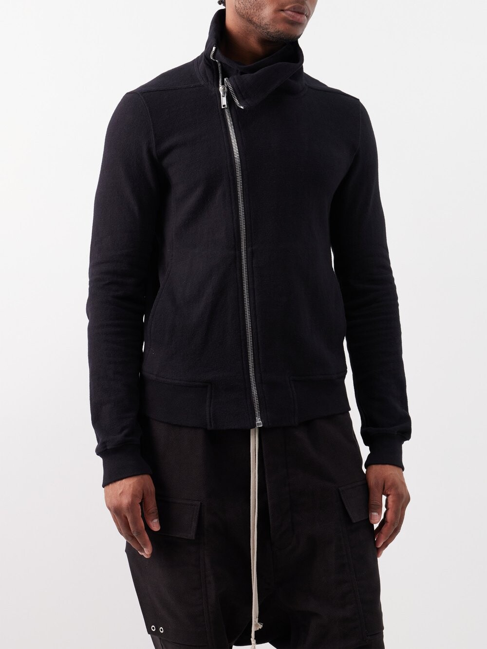 

Bigarzato асимметричная куртка из хлопкового джерси Rick Owens, черный