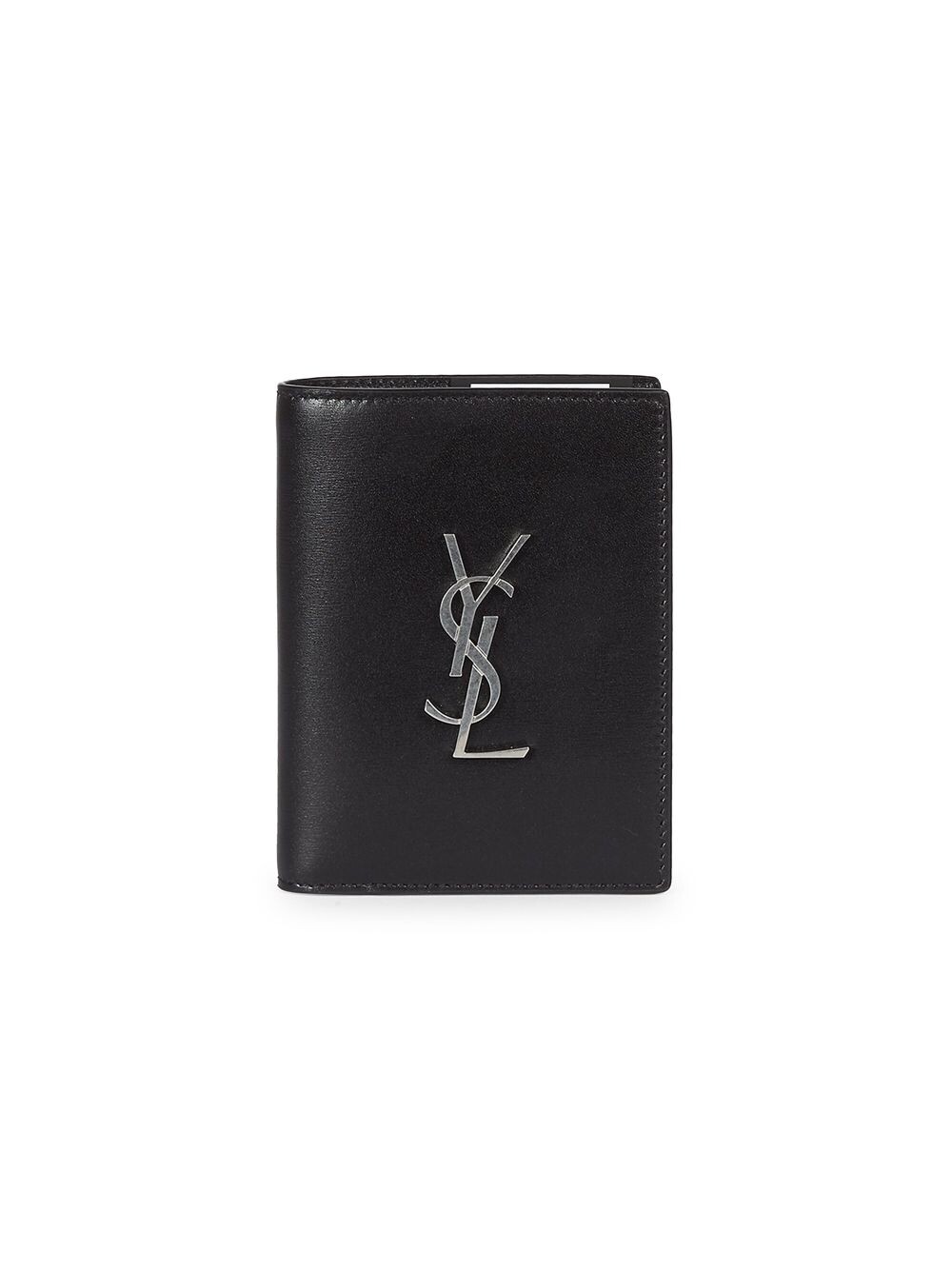 

Кожаный вертикальный бумажник в два сложения Saint Laurent, черный