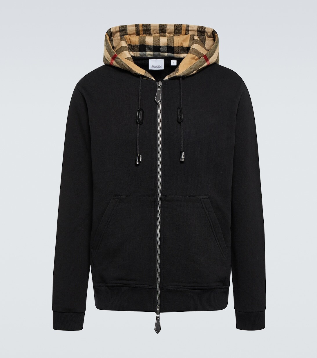 

Худи в винтажную клетку из хлопка Burberry, черный