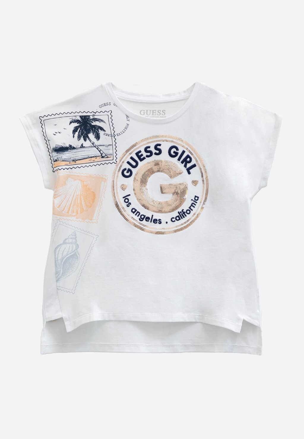 

Футболка с принтом JUNIOR Guess, цвет pure white