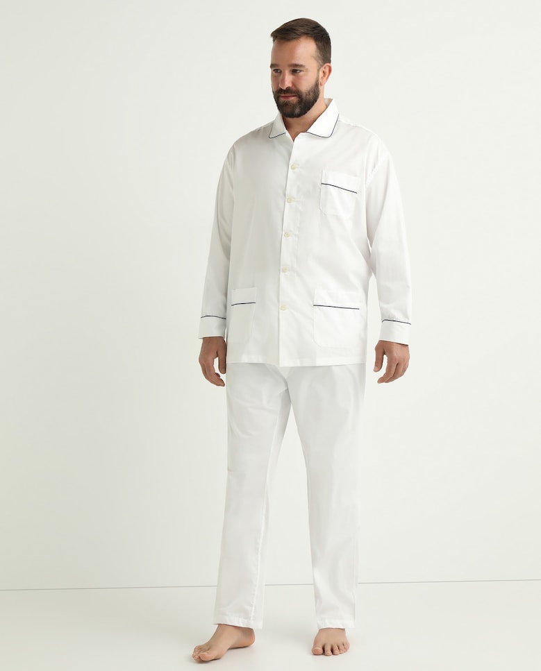 цена Мужская длинная пижама Mirto из однотонной белой ткани, больших размеров Mirto, белый