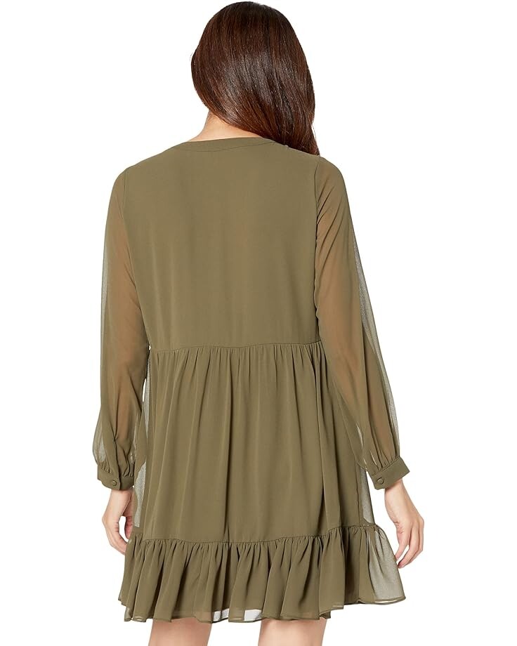 Платье Vince Camuto Long Sleeves with V-Neck Dress, цвет Light Olive