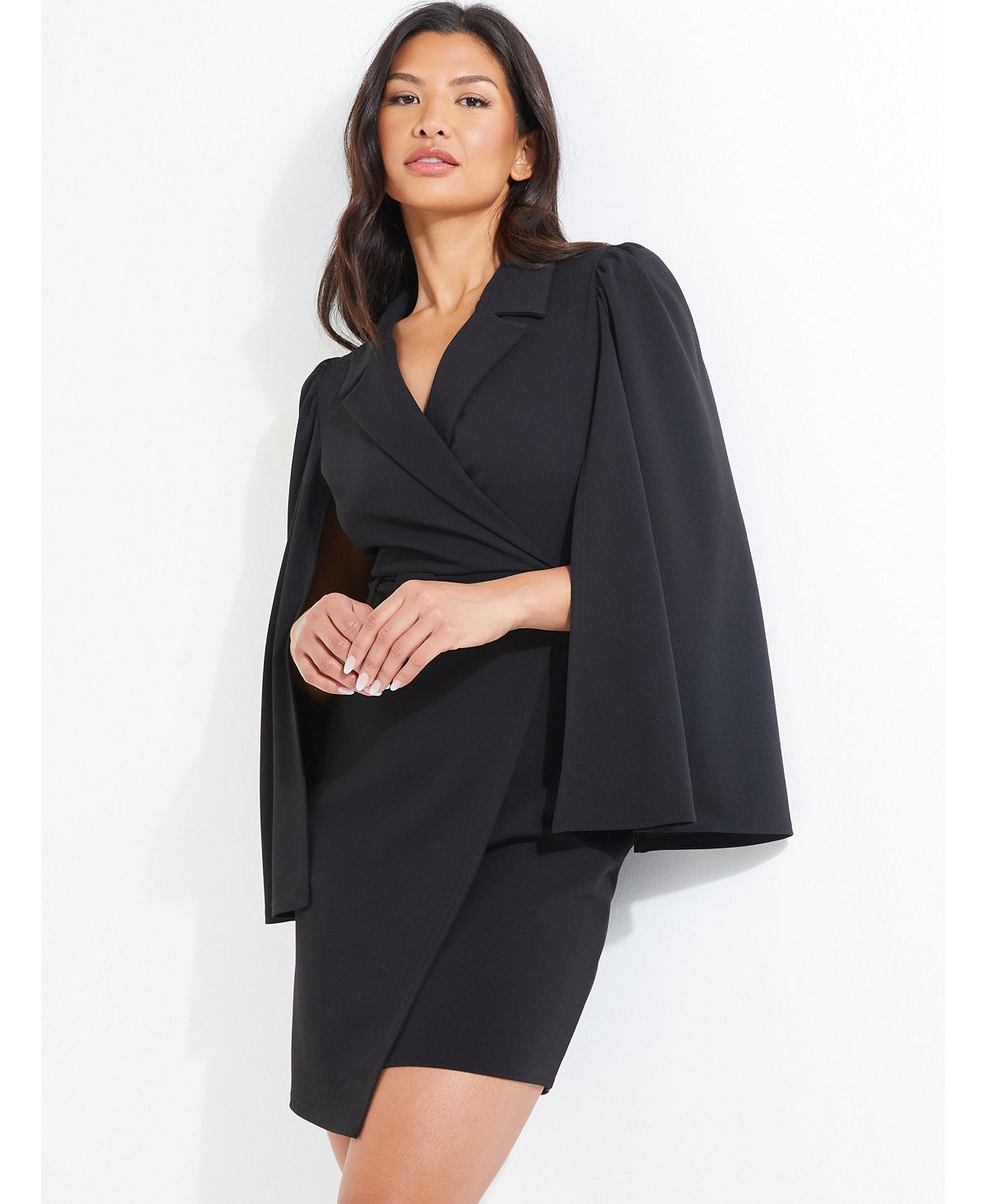 Женское мини-платье с рукавами-накидкой QUIZ, черный