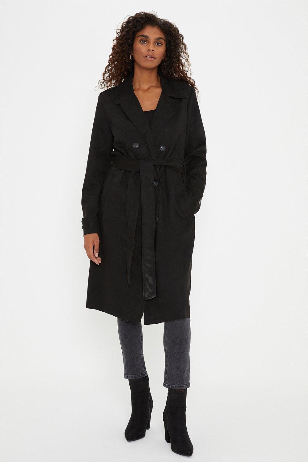 

Тренч из замши Dorothy Perkins, черный