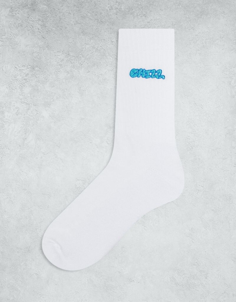 

Белые носки с вышивкой ASOS DESIGN