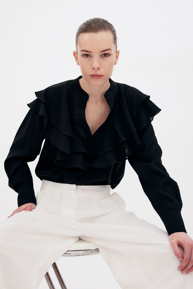 Блузка с воланами H&M, черный
