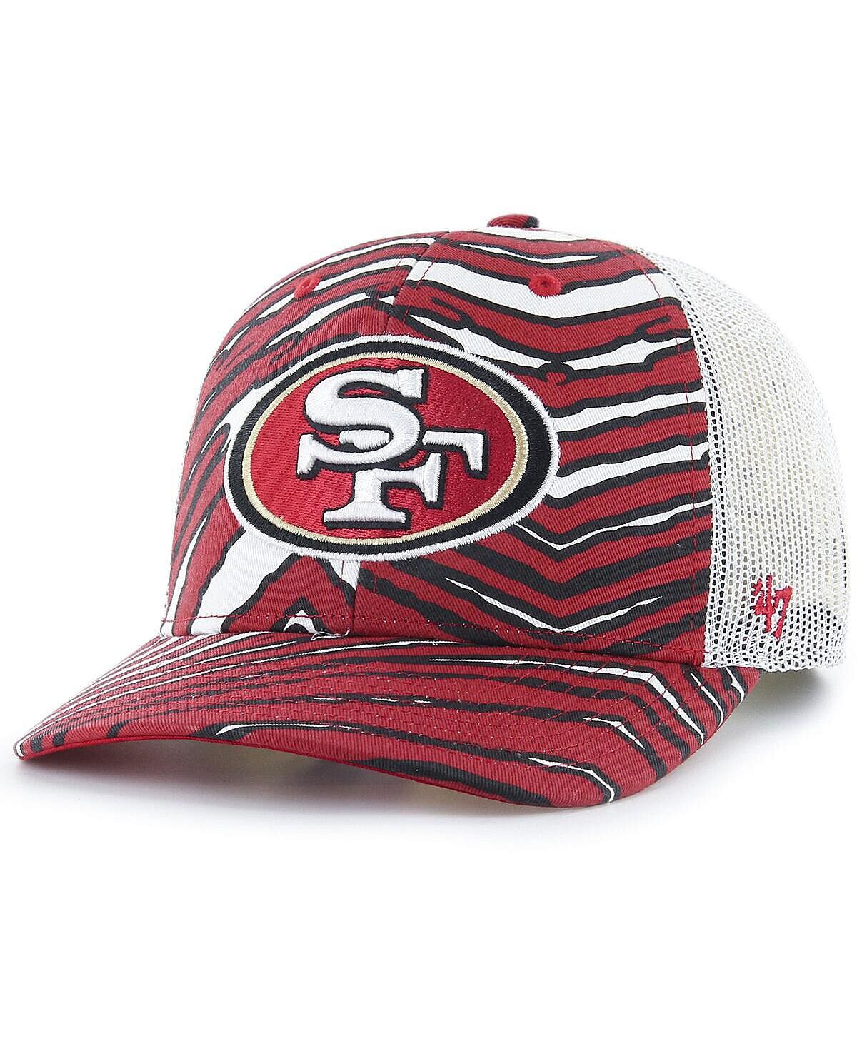 

Мужская регулируемая кепка Trucker x Zubaz Scarlet, белая '47 Brand
