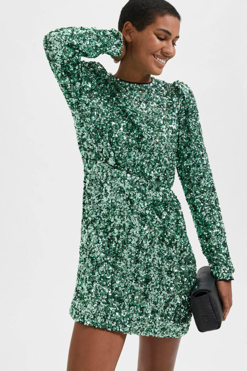 

Короткое вечернее платье с пайетками Selected Femme, зеленый