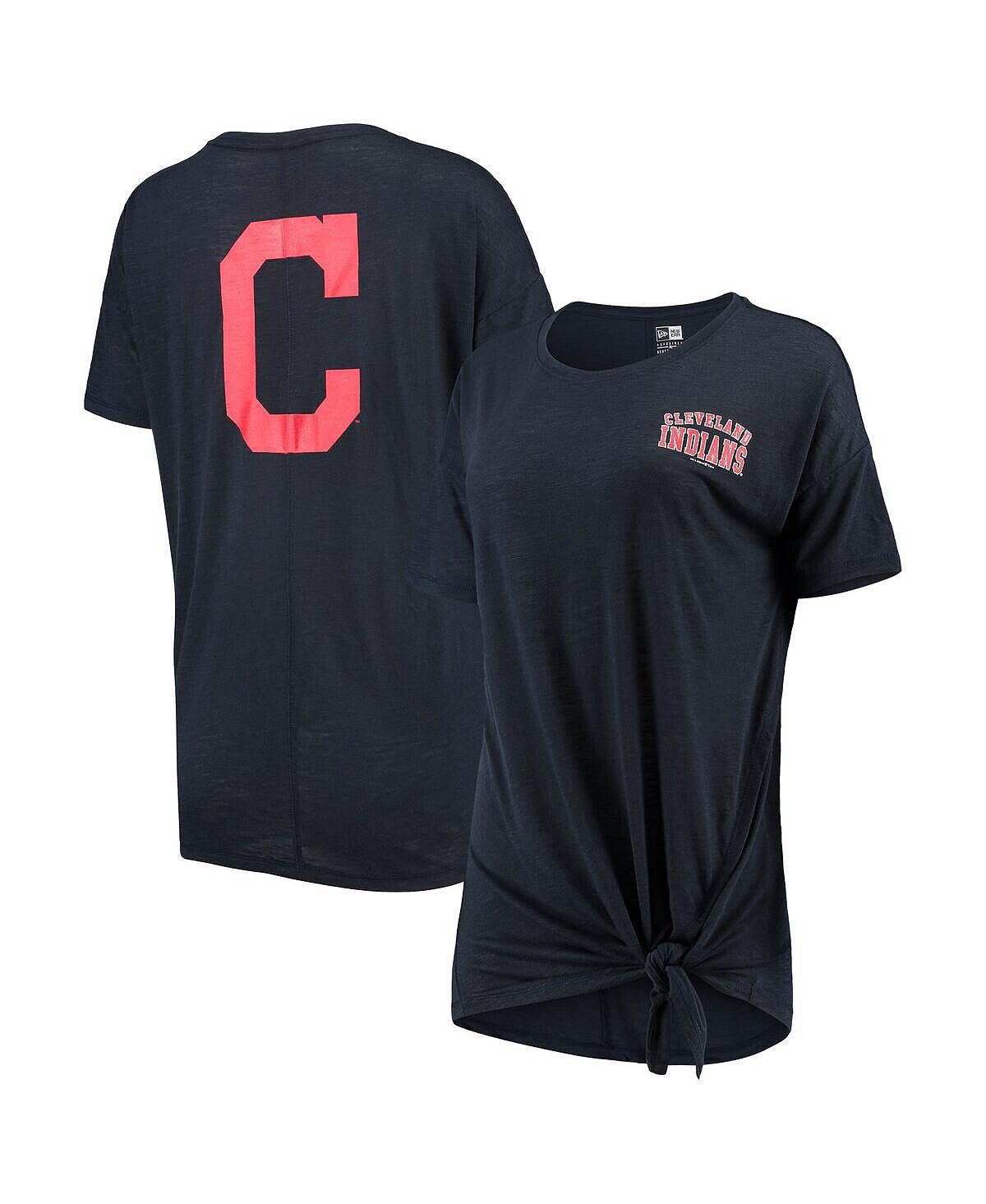 

Женская темно-синяя футболка Cleveland Indians с круглым вырезом и завязками по бокам New Era, темно-синий